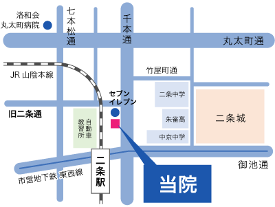 JR・地下鉄「二条駅」から徒歩6分 いわさくクリニック